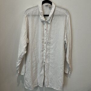 J.Jill Eyelet Linen Tunic Shirt Sz Xl Tall Beach Coastal Grandma Boho Casual